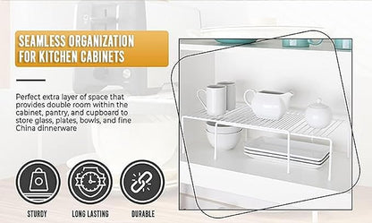 YBM Home 2555v Shelf Organizer and Storage Rack, 16"L x 9.75"W x 5.5"H, Silver