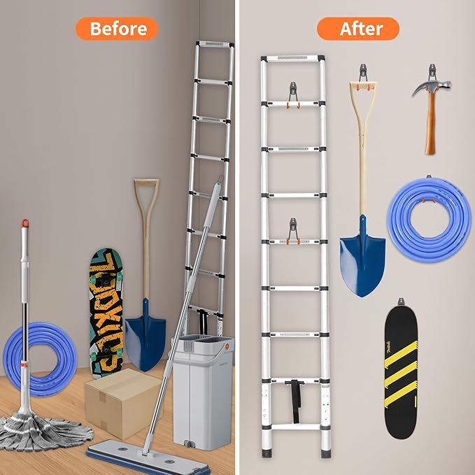 ENUODA Large Garage Hooks Heavy Duty - Wall Mount Garage Storage Hooks for Hanging Ladder, Garden Tool, Power Tool, Drill, Bike, Extension Cord, Hose, Chair, Bulk Items, 7.5 inch, 6 PCS