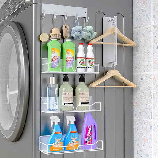 5PCS Washing Machine Storage Rack with Hooks and Hangers, Refrigerator, Washing Machine, Microwave, and Barbecue Grill Warehouse Storage Rack