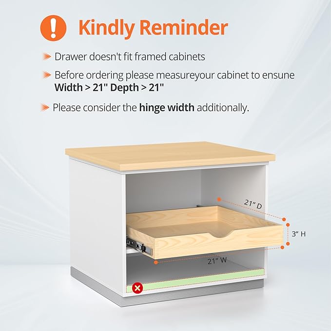 ZOINLIY Wooden Pull Out Cabinet Organizer, Slide Out Drawer for Kitchen Organizers and Storage, Soft Close, Heavy Duty, Fully Expandable