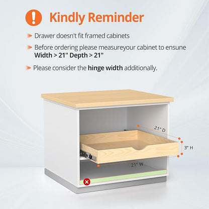 ZOINLIY Wooden Pull Out Cabinet Organizer, Slide Out Drawer for Kitchen Organizers and Storage, Soft Close, Heavy Duty, Fully Expandable