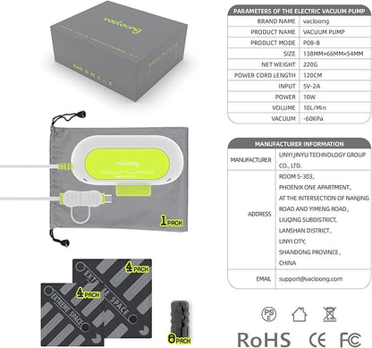 Vacloong Vacuum Storage Bags for Travel with Portable Electric Pump, 8 Packs Vacuum Seal Bags for Clothing with High Pressure Pump, Compression Packing Space Saver, Portable Travel Bags for Luggage