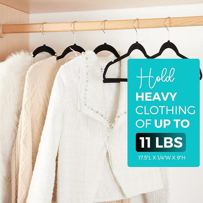 House Day Premium Velvet Hangers, Non-Slip Flocked Felt, Sturdy Coat & Suit Hangers for Closet Space Saving (100 Pack, Black)