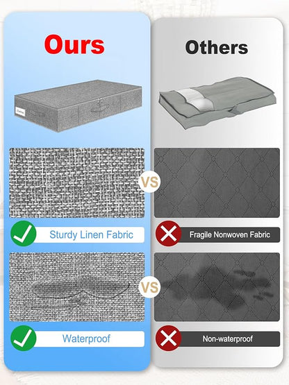 boailydi Under Bed Storage Container, 7" Tall Underbed Storage Bin with Rigid Sides & Bottom, Large Under-Bed Clothes Organizer with Zippered Lid for Bedroom, Dorm, Sofa, 30x15x6.7, Grey