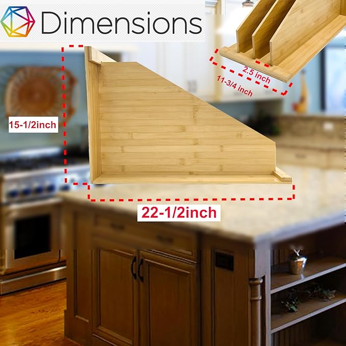 Wooden Tray Dividers for Kitchen Cabinet, 15.5" H x12" W x22.5" D, Cabinet Tray Dividers, for Cookie Sheets, Cutting Board, Baking Trays, Racks Lids, Pans, for Organizing Cabinets, 5 Years Warranty