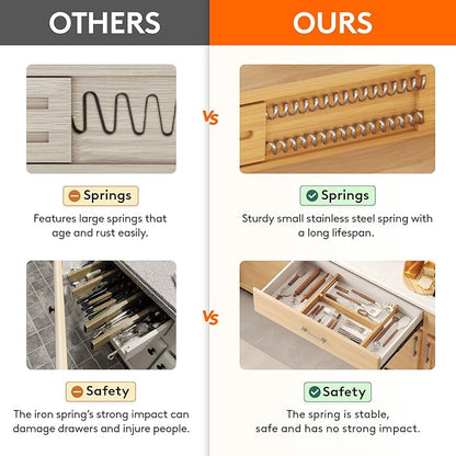Lifewit 8 Pack Bamboo Drawer Dividers 2.4" High, 13-16.5" Kitchen Drawer Organizers, Adjustable Wooden Drawer Dividers for Clothes, Expandable Drawer Separators for Dresser, Bedroom, Bathroom, Cabinet
