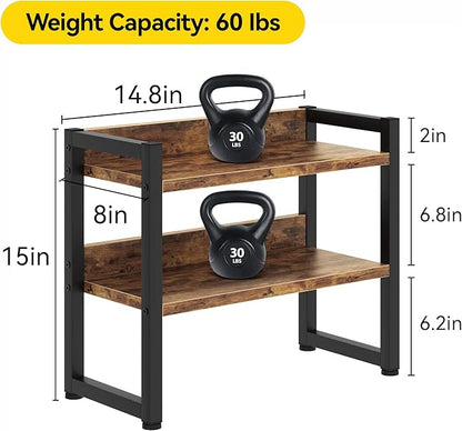 Kitchen Countertop Shelf Organizer, 3 Tier Large Kitchen Storage Spice Rack Cabinet Organizer with Metal Leg for Countertop Pantry, Coffee Bar Organizer, Bathroom Countertop Organizer, Rustic Brown