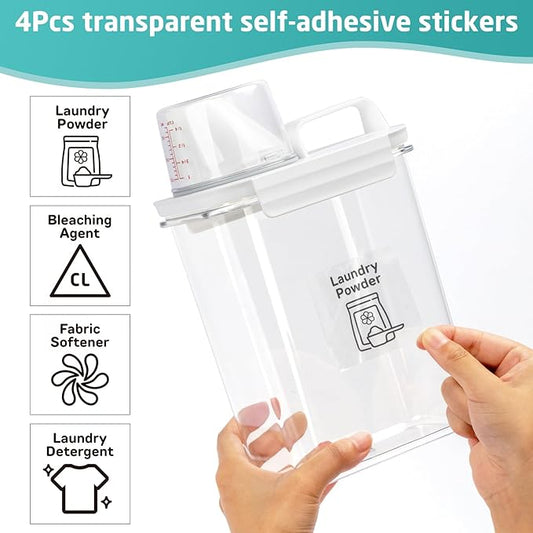 Laundry Detergent Dispenser-2 Pack, 61 oz Detergent Dispenser with 4 Removable Labels, Laundry Soap Dispenser for Laundry Room Organization and Storage, BPA Free & PET Plastic Clear