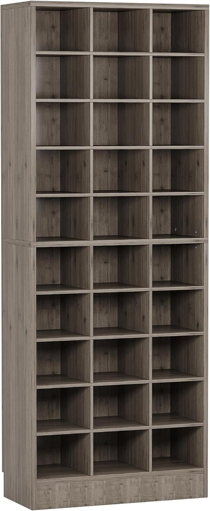 Tribesigns 10-Tier Shoe Storage Cabinet, Gray Wooden Shoe Rack with 30 Cubbies, Freestanding Tall Entryway Shoe Organizer for Closet, Entryway, Living Room
