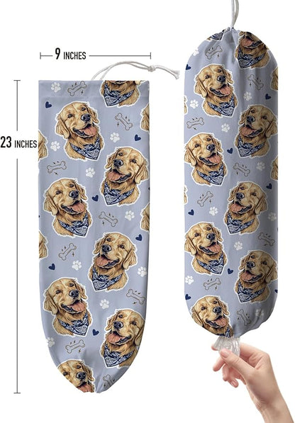 Hglian Dog Plastic Bag Holder,Golden Retriever Grocery Bag Holder Storage Organizer for Kitchen Extra Large