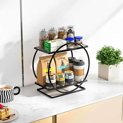 YIWANFW Perfume Organizer for Dresser, Black Bathroom Counter Organizer, 2 Tier Vanity Makeup Organizer, Bathroom Organizer and Storage for Skincare Cosmetic Perfume Display Stand for Bedroom Decor