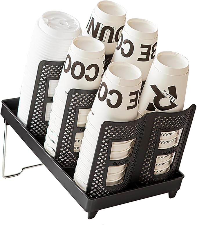 Coffee Cup Holder, Plastic Cup Holder 6 Slots, Suitable for Countertop Coffee Station, Bar, Restaurant, Breakroom Home