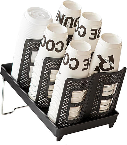 Coffee Cup Holder, Plastic Cup Holder 6 Slots, Suitable for Countertop Coffee Station, Bar, Restaurant, Breakroom Home