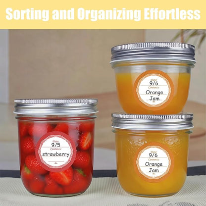 108 PCS Multicolored Mason Jar Label Stickers, Removable Waterproof & Oil Resistant, All-Purpose Adhesive Stickers for Glass Canning Jars, Spice Jars, Jam/Jelly Containers, Kitchen & Home Organization