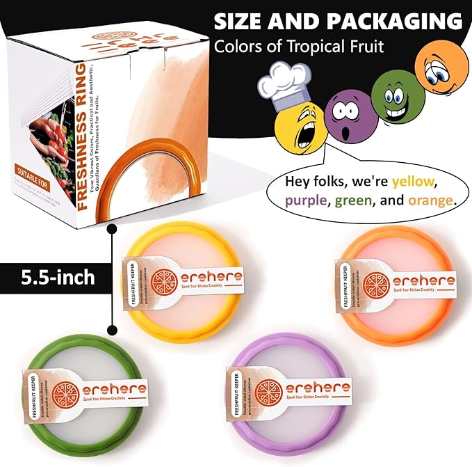 Erehere 4-Piece Airtight Food Storage Containers Set – Avocado Saver, Onion Keeper, Silicone Kitchen Organizers for Fridge, Reusable & Leak-Proof to Lock in Freshness