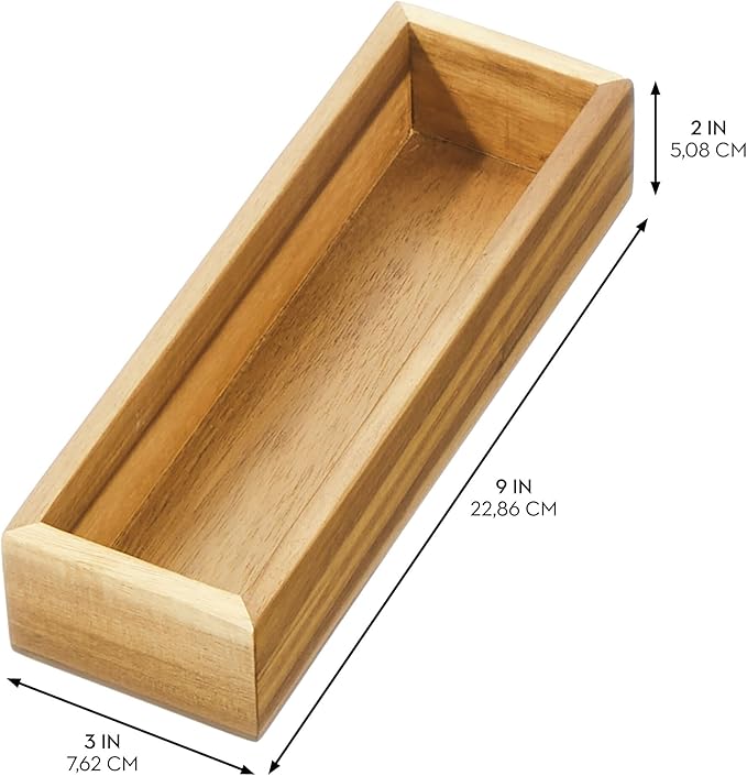 iDesign Acacia Wood Kitchen Drawer Organizer - Set of 3 - Natural