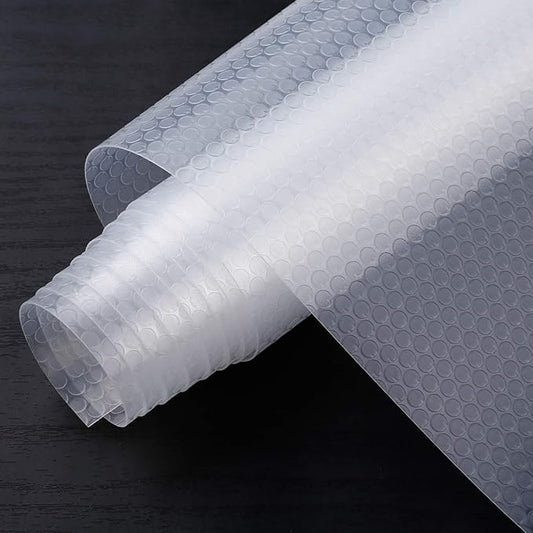 HooTown Refrigerator, Fridge Shelf Liners and Drawer Mats 11.8 Inch Wide x 32.8 Feet Long, Non Adhesive EVA Plastic Washable Waterproof Pads for Kitchen Cabinet, Pantry Closet, Cupboard, Transparent