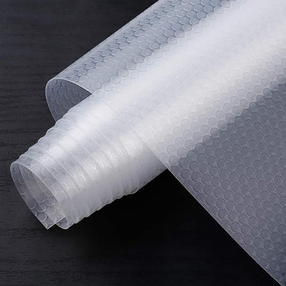 HooTown Refrigerator, Fridge, Shelf Liner and Drawer Mats 17.5 Inch Wide x 32.8 Feet Long, Non Slip EVA Plastic Washable Waterproof Pads for Kitchen Cabinet, Pantry Closet, Cupboard, Transparent