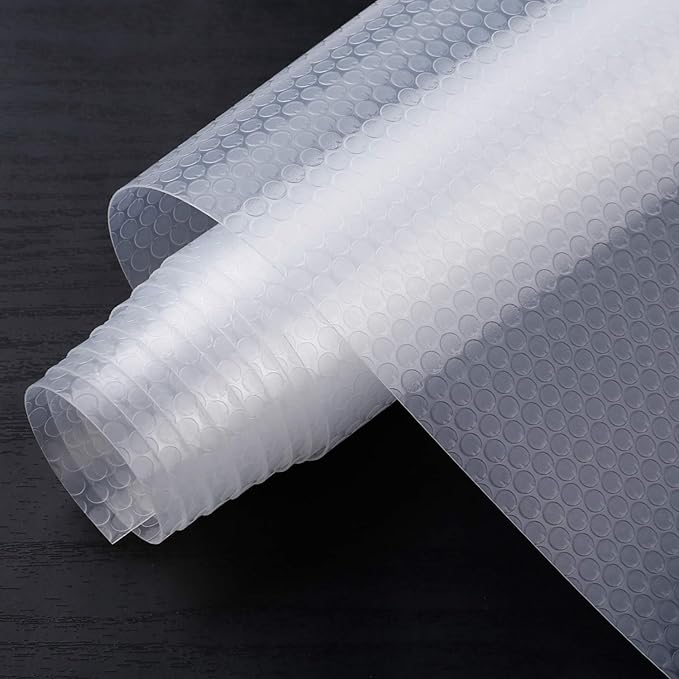 HooTown Shelf Liner Kitchen Cabinet Drawer Mats 23.6 Inch Wide x 13 Feet Long, Non Slip EVA Plastic Water Resistant Pad for Bathroom Drawers,Shoe Shelves, Under Sink, Clear