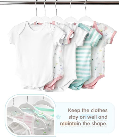 VIS'V Baby Hangers, 11 Inch Velvet Kids Hangers with 6 Pcs Clothes Size Dividers, Infant Toddler Nursery Closet Organization, Non Slip, White, 30 Pcs