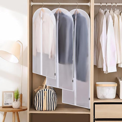 BALEINE 40'' Translucent Garment Bags, 6 Packs PEVA Dress Bag for Closet Clothes Dresses Suit Coats Storage (White, 6PK)