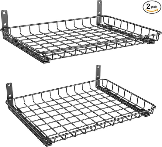 TORACK 2-Pack 12x18 inch Wall-Mounted Shelves, Garage Wall Shelf for Closet & Laundry Room, Heavy-Duty Floating Shelves Hold Up to 60 lbs(Black)