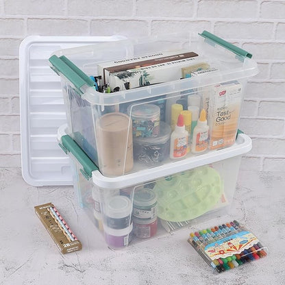 Melontray 20 Quart Clear Stackable Storage Box, 6-Pack Plastic Storage Container with Latching Lid