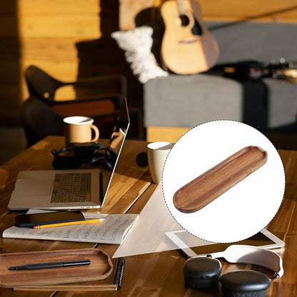 Wooden Pen Tray Wood Brown Tray Pen Holder Wooden Desk Trays Desk Accessories, Minimalist Pencil Rest Suitable for Home, Office Art Accessories