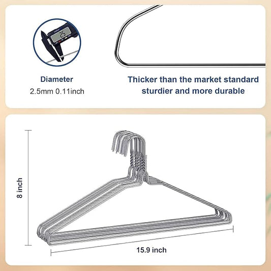 SPECILITE Wire Metal Clothes Hangers Bulk 200 Pack for Standard Size Suits, Coats, Shirts, Pants, Skirts, Space Saving, Non Slip,16 Inch 12 Gauge Ultra Thin, Silver