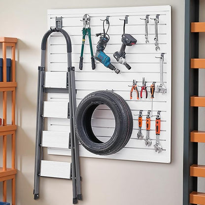 VEVOR Slat Wall Paneling, 4 x 4 ft, PVC Garage Slatwall with Modular Design, White Slat Wall Easy-to-Install Adjustable Slatwall Panel with Coupling Structure & DIY Cutting, Fits for Storage & Display