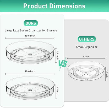 3 Pack Lazy Susan Organizer, 10.7 Inch Lazy Susan Turntable for Cabinet, Turntable Organizer for Pantry Organizers and Storage, Non-Skid Fridge Organizer