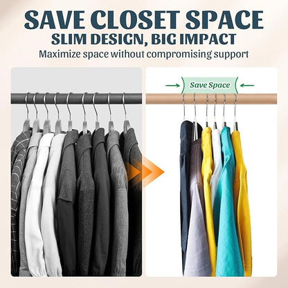 30PACK Slim Plastic Clothes Hangers, Ultra-Slim Non Slip Coat Hangers Suit with Rubber Pad, Cloth Hanger & 360° Swivel Hook, Heavy Sturdy Space-Saving Organizers for Coats, Pants, Suits, Shirts