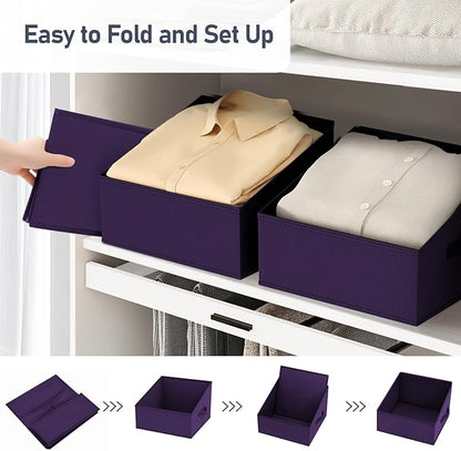 DIMJ Closet Storage Bins 12 Pack - Fabric Storage Baskets for Shelves, Collapsible Clothes Organizer with Handles, Trapezoid Shelf Organization Storage Cubes for Purse, Toys, Books, Towel, Clothes