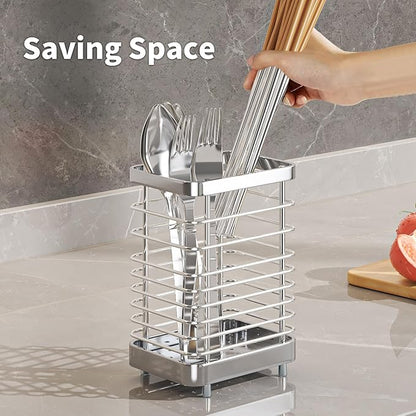 MAXCOOK Kitchen Utensil Drying Rack,304 Stainless Steel Chopsticks Spoon Fork Knife Drainer Basket Flatware Storage Drainer, Dish Drainer for Kitchen Counter