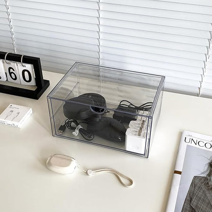NINEWEEN Clear Desk Organizers and Accessories, 2 Pack Plastic Drawer Organizer for Office Supplies, Marker Pen, Art Crafts, Stationery, Coffee Pods, Stackable Home Storage (2 Drawers)