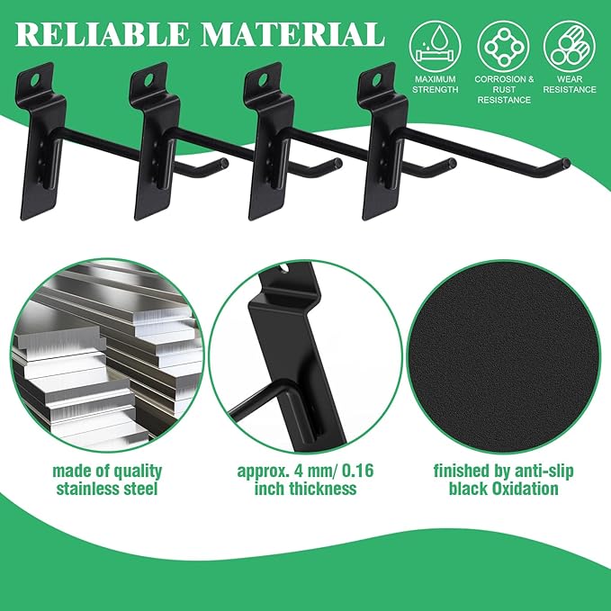 30Pcs 4 Inch/10CM Silver Slatwall Panel Hooks, Heavy Duty Slat Wall Hanging Display Hooks Pegboard Metal Hanger Hook for Gridwall Garage Shop Retail (Wire Diameter 5.6mm/ 0.22”)