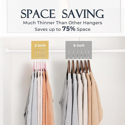 HOUSE DAY Lt Pink Velvet Hangers 60 Pack, Non Slip Clothes Felt Hanger Heavy Duty for Coat, Premium Slim Space Saving Suit Hangers for Closet Organizer, 360° Rotating Silver Hook