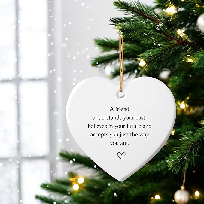 HatafaFurni Friendship for Wedding Gifts, Friend Understands Your Past, Birthday Gifts, Anniversary Ornament, Best Friend Ornaments for Home Decor, Aesthetic Decor Car, Ceramic Ornament 2.9"