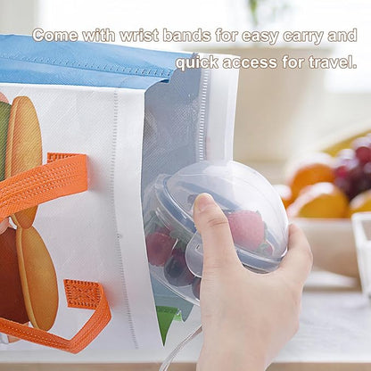JUXYES 4 PCS Small Fruit and Vegetable Storage Container With Lid, Plastic Onion Storage Keeper Container for Fridge, Portable Fruit And Vegetable Saver Storage Container for Onion Tomato Lemon Apple