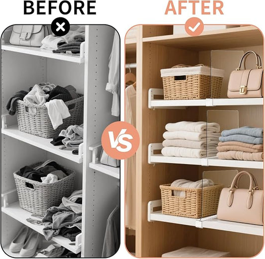5 Pack Clear Shelf Dividers for Closets, Acrylic Dividers for Shelves, Closet Shelf Divider for Organization,Organizers & Separators for Shelf Storage, Home Closets, Cabinets