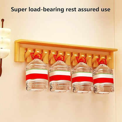 Wall Mounted Coat RackHooks Piano Key Hangers Natural Solid Wood Hanger Non-Woven Fabric Clothes Hangers for Closet, Kitchen, Bedroom, Bathroom, Entryway (Tray-Beech, 6 Hooks)