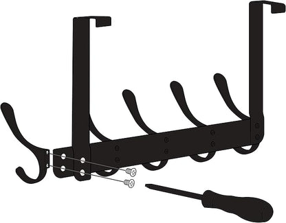 WEBI Over The Door Hook 5 Coat Hooks,Over The Door Towel Rack,Door Hanger Over Door Coat Rack for Hanging Towels,Clothes,Bathroom,Chrome,2 Packs