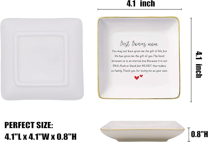 Topthink Mother's Day Gifts for Bonus Mom,Mom-in-Law,Step Mother-Christmas Birthday Presents-You May Not Have Given Me the Gift of Life-Ceramic Jewelry Tray,Trinket Holder,Ring Dish