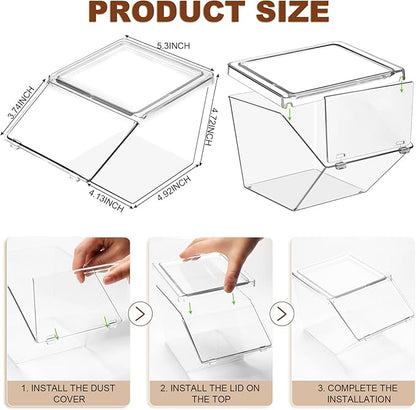 Yerliker 4 Pcs Clear Plastic Storage Bins with Lids Large Stackable Pantry Storage Organizer Bins Kitchen Organization Cabinet Organizers Ideal Containers for Fridge, Kitchen, Cabinets (Clear)