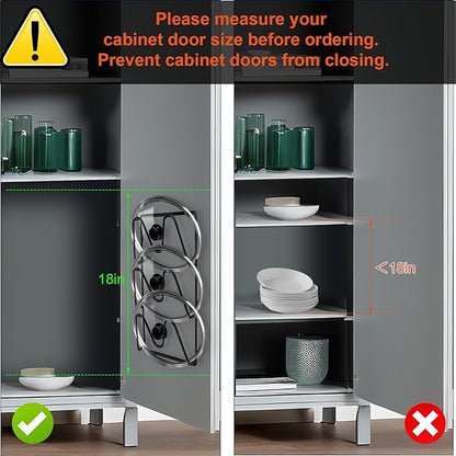 MZTOOL 2 Pack Pot-Lid-Organizer, 6-Tier Pots and Pans Lid Organizer Under Cabinet, No Drilling, Rustproof, Lid-Organizers-Inside-Cabinet for Small-Space-Solution & Kitchen Cabinet Organization