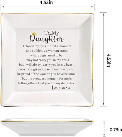 AZVAUUY Daughter Gift from Mom to My Daughter Jewelry Dish Trinket Tray Christmas Birthday Graduation Gift for Daughter Wedding Gift Daughter Bridal Shower Gift Jewelry Holder Ring Dish Organizer