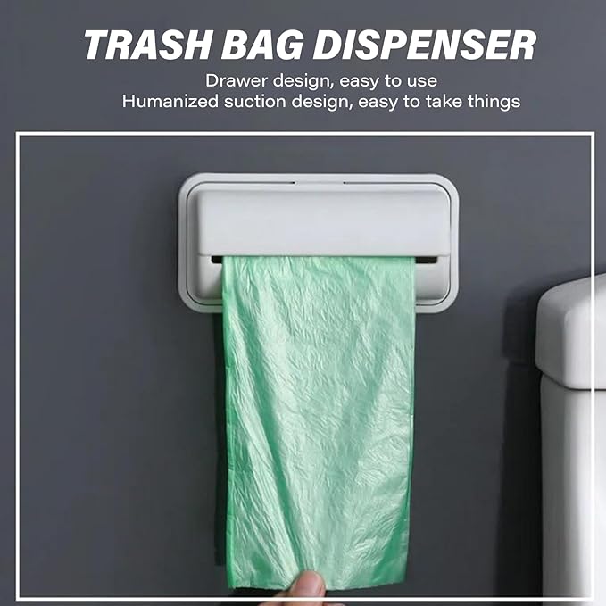 2PCS Trash Bag Dispenser Roll Holder 2Pcs Punch-Free Kitchen Plastic Bag Holder Wall Mounted Garbage Bag Organizer Under Sink for Kitchen Cabinet, Grocery Bag Dispenser