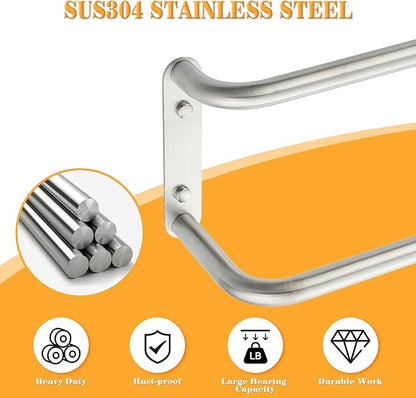 Alise Double Towel Bar,16 Inch Towel Racks for Bathroom, SUS304 Stainless Steel Towel Bar for Bathroom Wall,Quick Drying Bathroom Towel Holder Bath Towel Hanger,Brushed Nickel