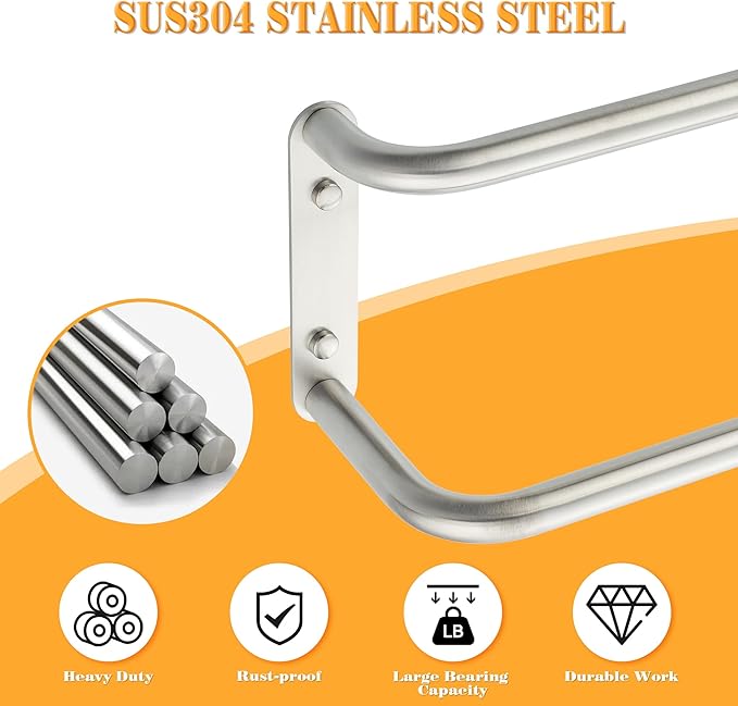 Alise Double Towel Bar,28 Inch Towel Racks for Bathroom, SUS304 Stainless Steel Towel Bar for Bathroom Wall,Quick Drying Bathroom Towel Holder Bath Towel Hanger,Brushed Nickel