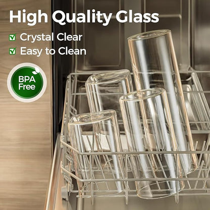 ComSaf 0.6 Qt Glass Food Storage Jars Set of 9, Clear Glass Storage Containers with Lids, Pantry Organization Jar, Spice, Blooming Tea, Oat, Coffee and Sugar Container, Small Canister Set for Kitchen
